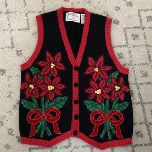 Vintage 1995 Eagle's Eye Collectibles Christmas Sweater Vest Black Medium